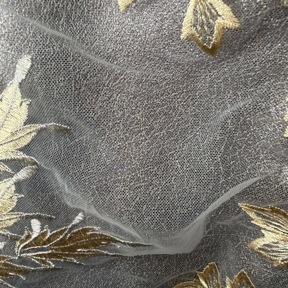 Johnny Was Biya Metallic Faux Fur Lace Floral Jacket Coat Size Small Silver Gold - Picture 7 of 7